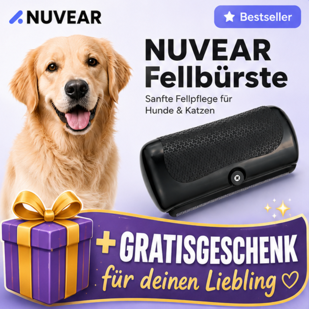 NUVEAR - Fellbürste für Hunde & Katzen (+ Gratis-Geschenk)